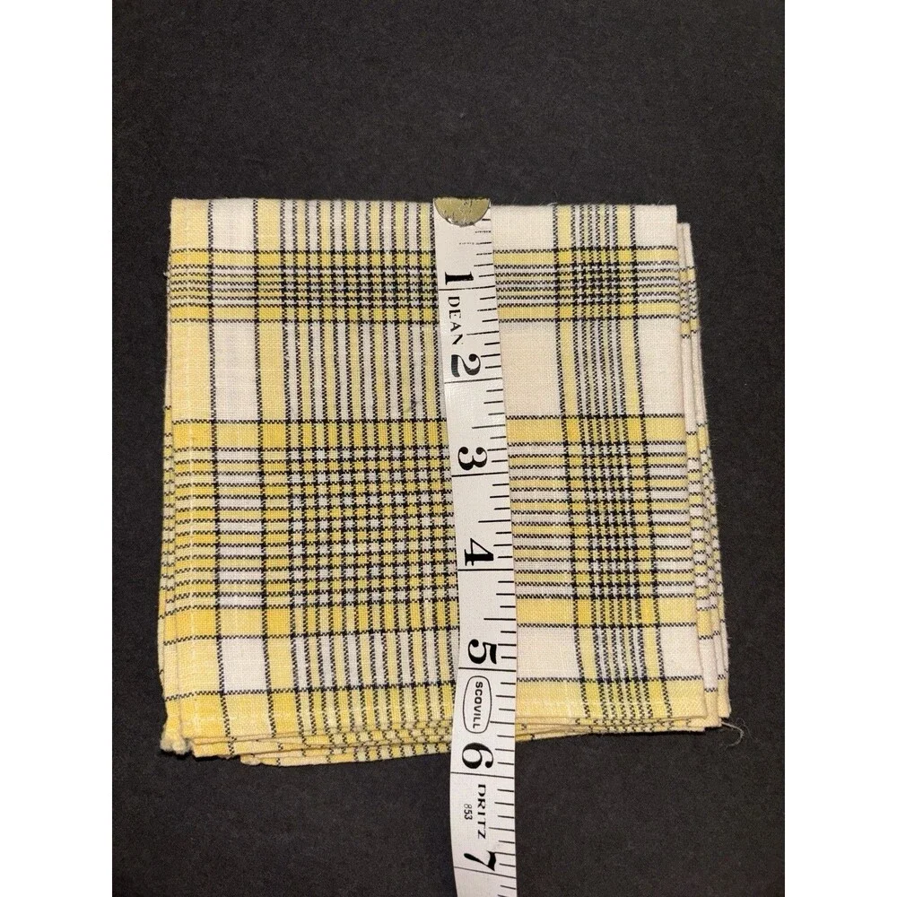 Vintage Yellow and Black Linen Cocktail Napkins